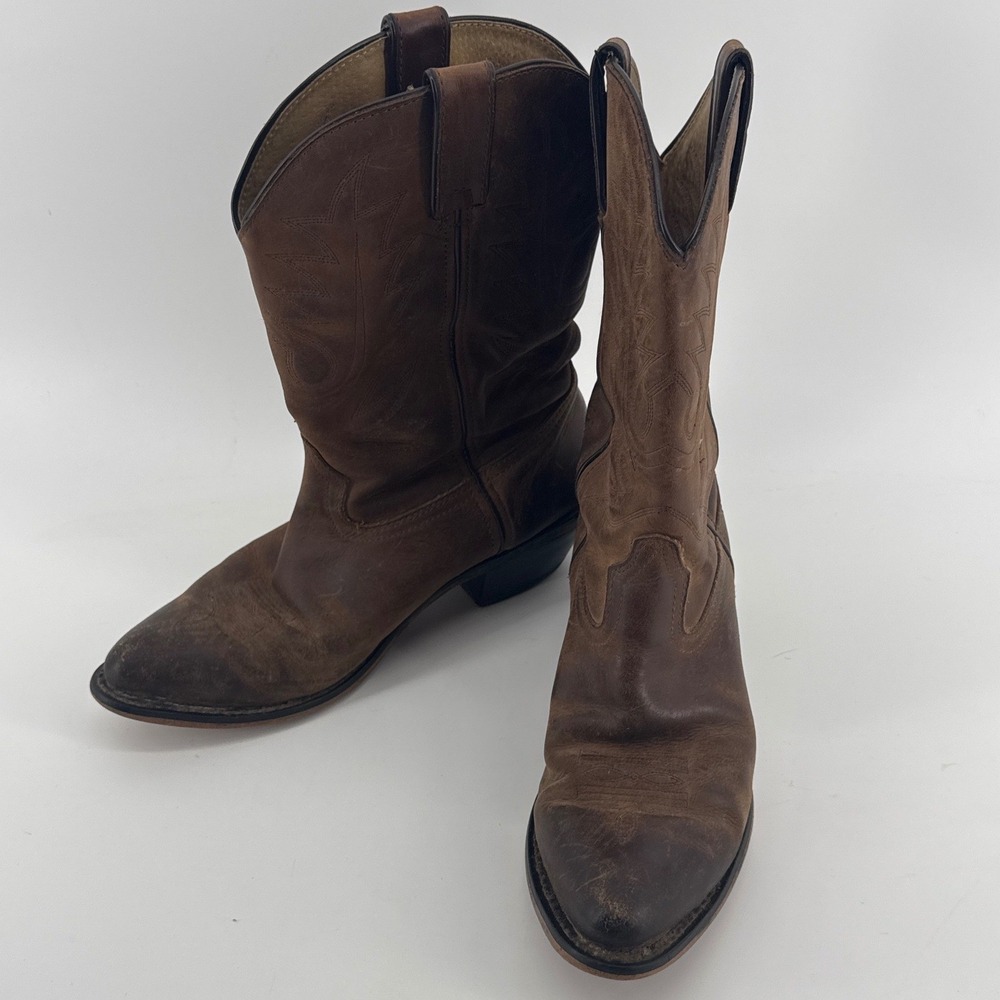 Durango Distressed Slouch Western Pointed Toe Boots Women's 10 Brown Leather